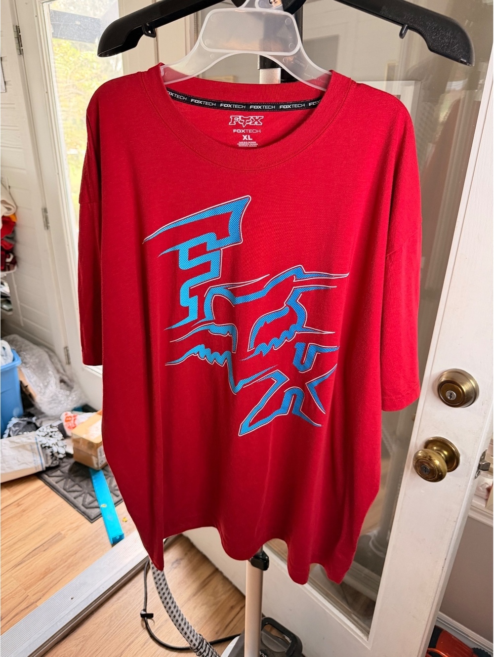 Fox Racing Foxtech T-Shirt Men’s XL Red Blue Logo Graphic Motocross BMX